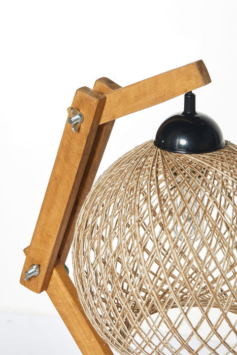 Opviq Lámpara de Mesa Beehive en Madera de Pino y Yute